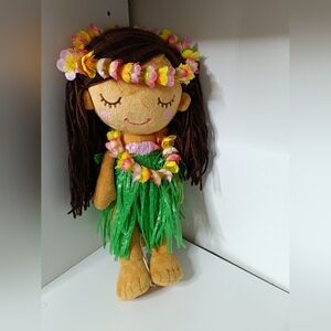 Earth Nymph Hawaii Lani Aloha Girl 14" Plush Doll Hula Skirt Lei Island